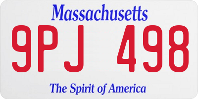 MA license plate 9PJ498