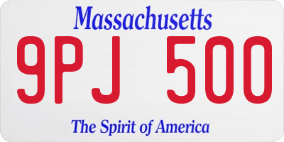 MA license plate 9PJ500