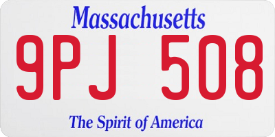 MA license plate 9PJ508