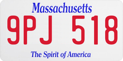 MA license plate 9PJ518