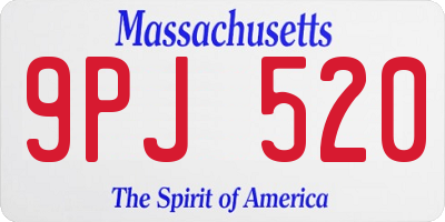 MA license plate 9PJ520