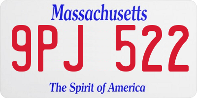 MA license plate 9PJ522