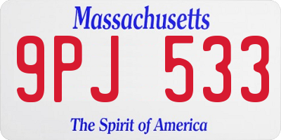 MA license plate 9PJ533