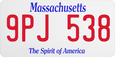 MA license plate 9PJ538