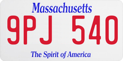 MA license plate 9PJ540
