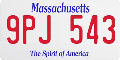 MA license plate 9PJ543