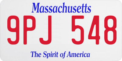 MA license plate 9PJ548