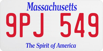 MA license plate 9PJ549