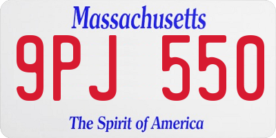 MA license plate 9PJ550