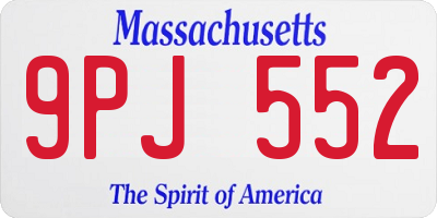 MA license plate 9PJ552