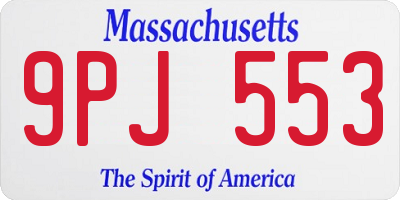 MA license plate 9PJ553