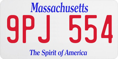 MA license plate 9PJ554
