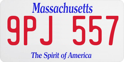 MA license plate 9PJ557