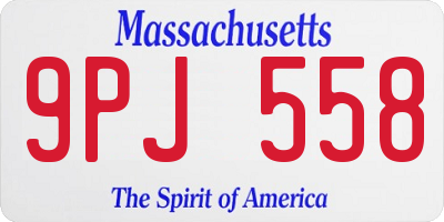 MA license plate 9PJ558