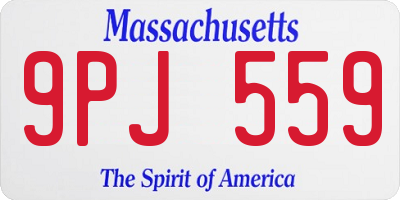 MA license plate 9PJ559
