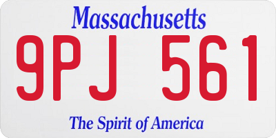 MA license plate 9PJ561