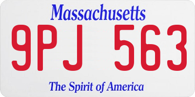 MA license plate 9PJ563