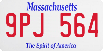 MA license plate 9PJ564