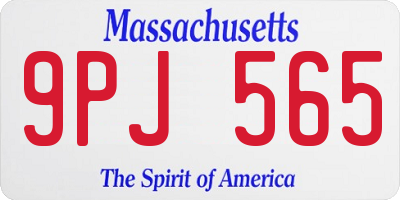 MA license plate 9PJ565