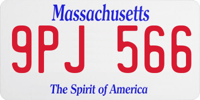 MA license plate 9PJ566