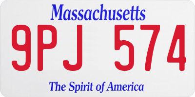 MA license plate 9PJ574