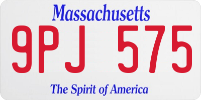 MA license plate 9PJ575