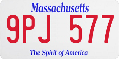 MA license plate 9PJ577
