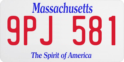 MA license plate 9PJ581