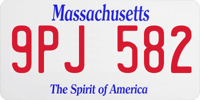 MA license plate 9PJ582