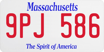MA license plate 9PJ586