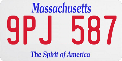 MA license plate 9PJ587