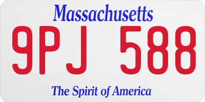 MA license plate 9PJ588