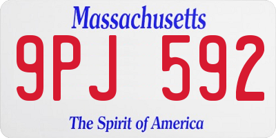 MA license plate 9PJ592
