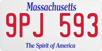 MA license plate 9PJ593