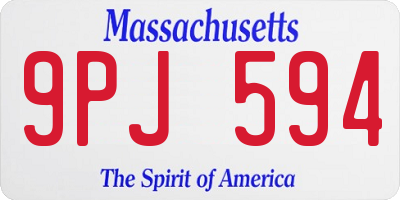 MA license plate 9PJ594