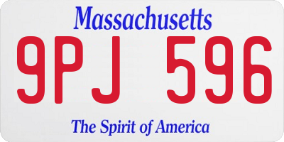 MA license plate 9PJ596
