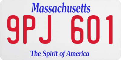 MA license plate 9PJ601