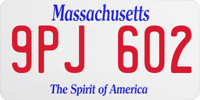 MA license plate 9PJ602