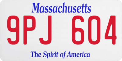 MA license plate 9PJ604