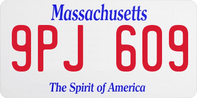 MA license plate 9PJ609