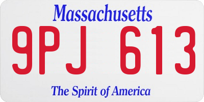 MA license plate 9PJ613
