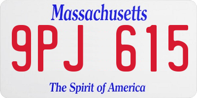 MA license plate 9PJ615