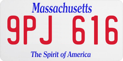 MA license plate 9PJ616