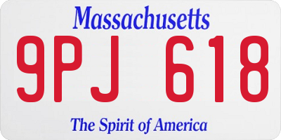 MA license plate 9PJ618