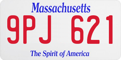 MA license plate 9PJ621