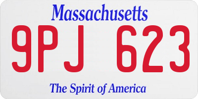 MA license plate 9PJ623