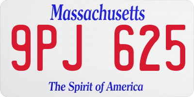 MA license plate 9PJ625