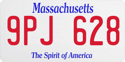 MA license plate 9PJ628