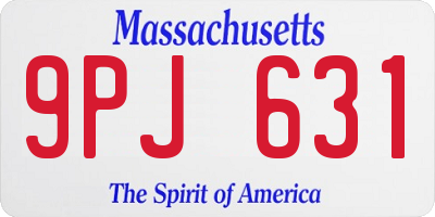 MA license plate 9PJ631