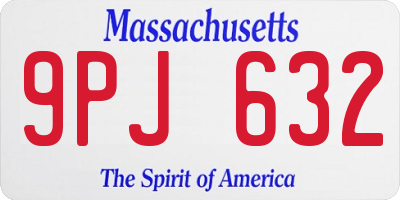 MA license plate 9PJ632